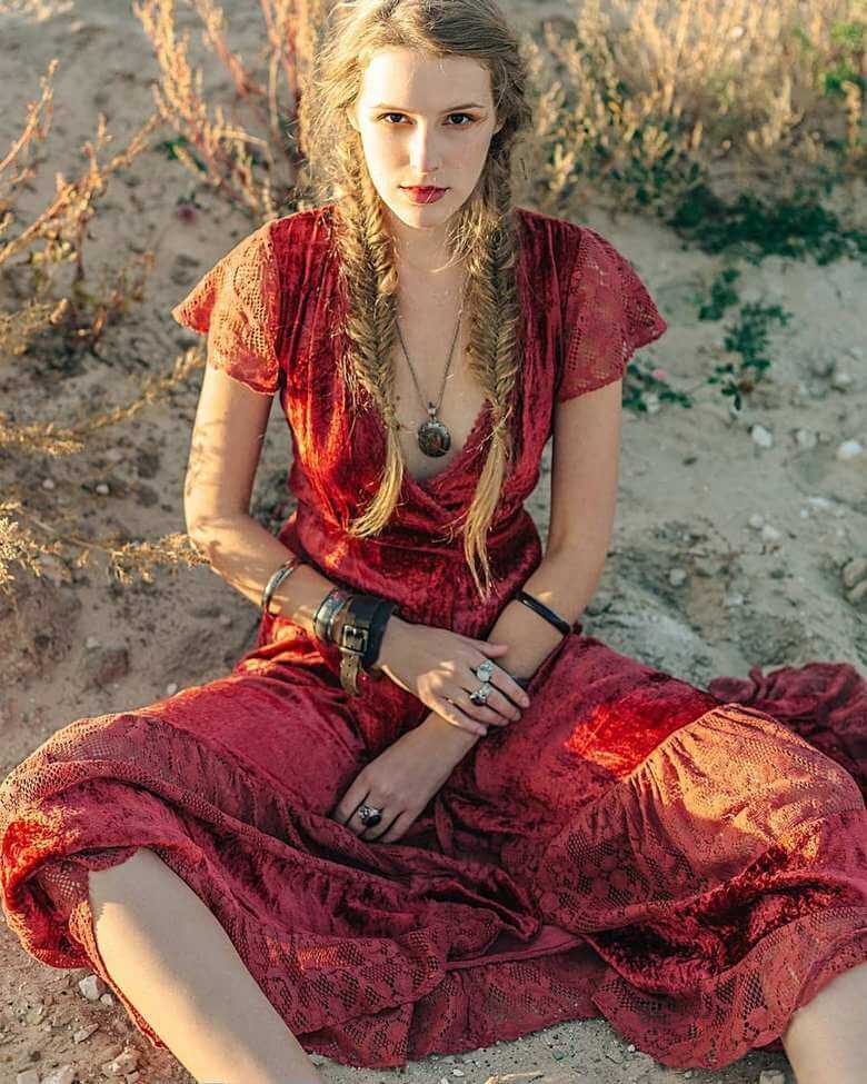 red hippie dress