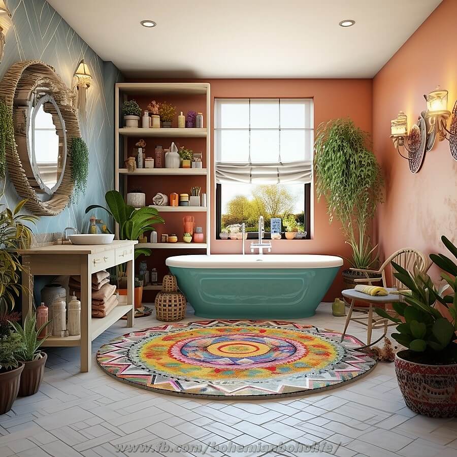 bohemian style bathroom decor (22)