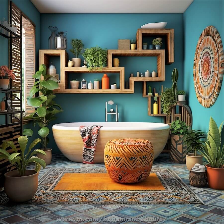 bohemian style bathroom decor (23)