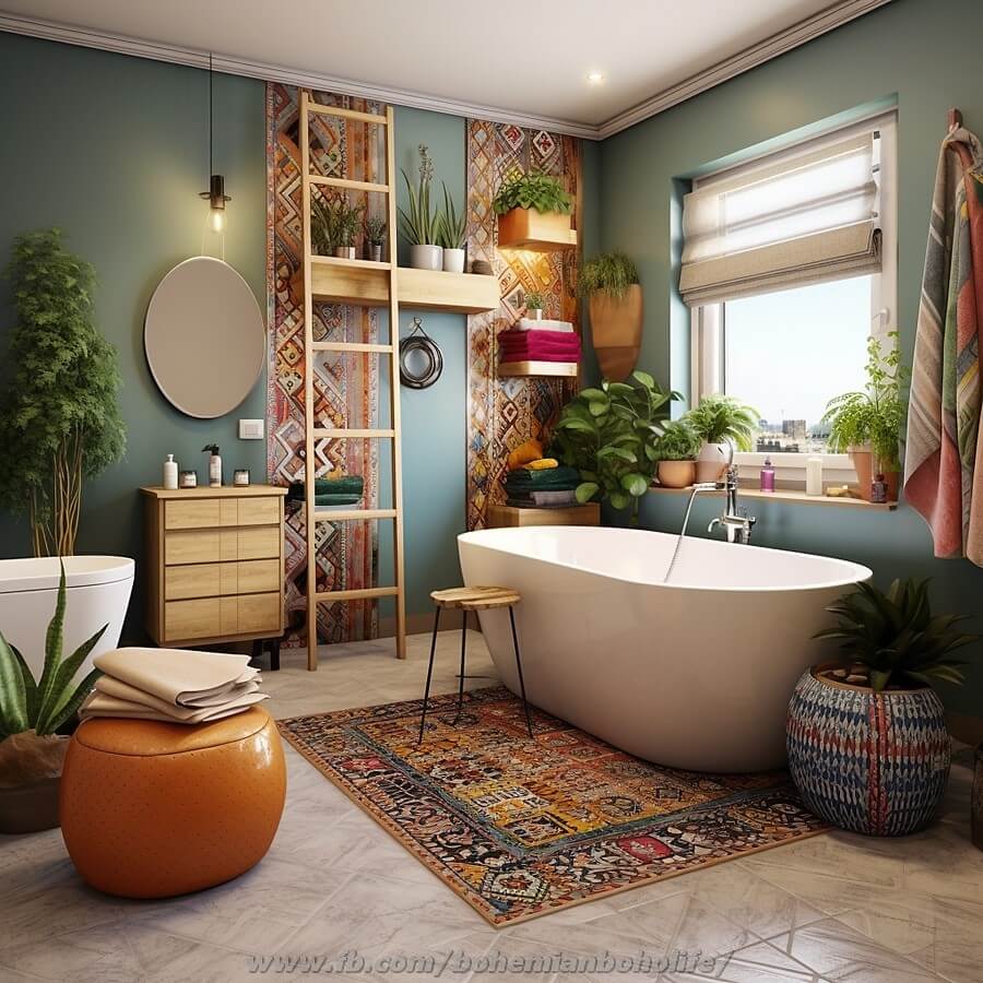 bohemian style bathroom decor (26)