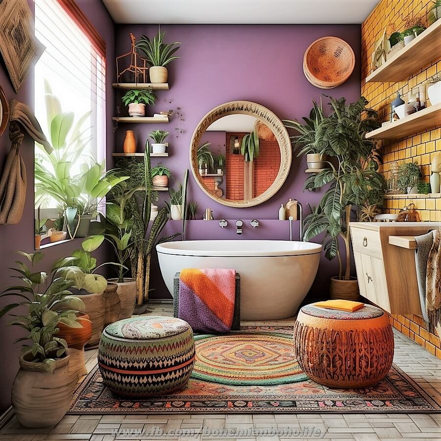 bohemian style bathroom decor (3)