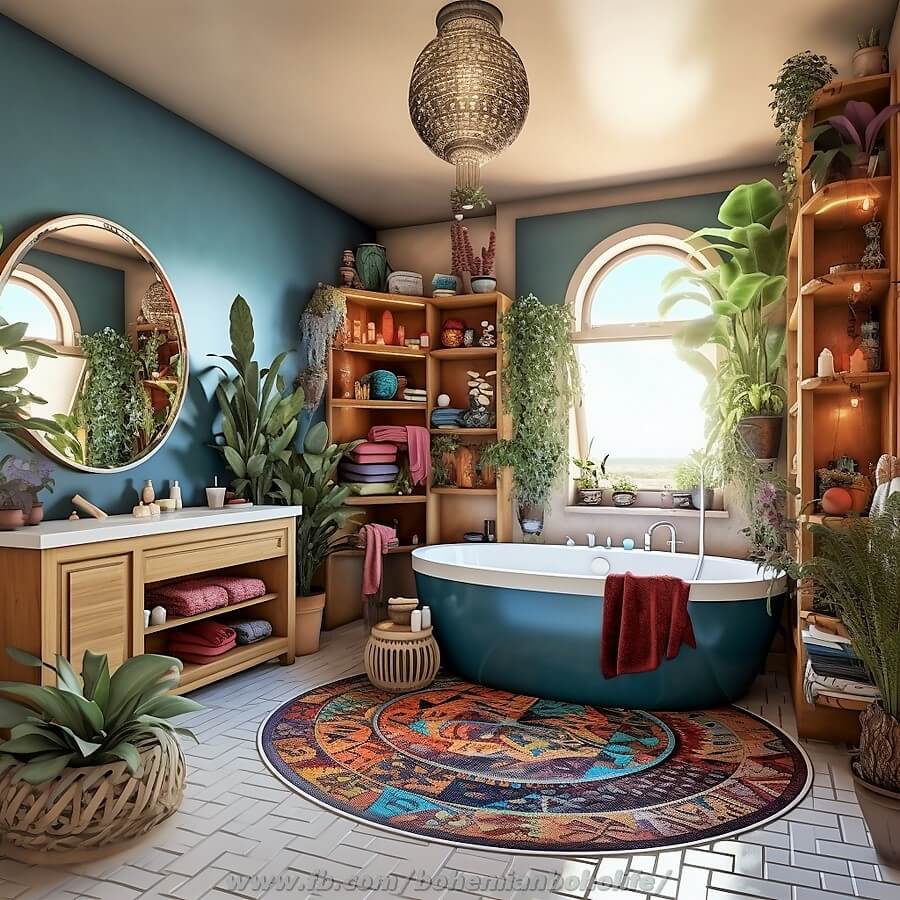 bohemian style bathroom decor (5)