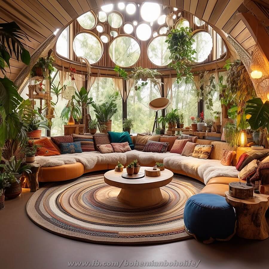 bohemian style living room decor (10)