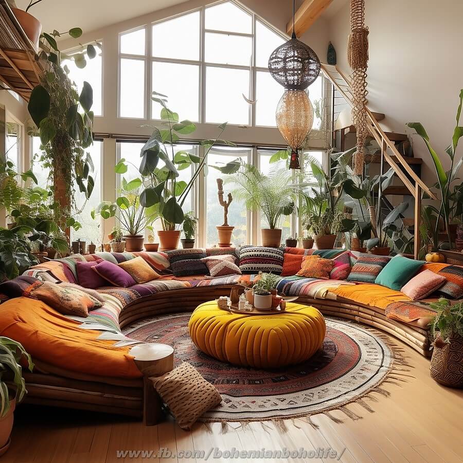 bohemian style living room decor (11)