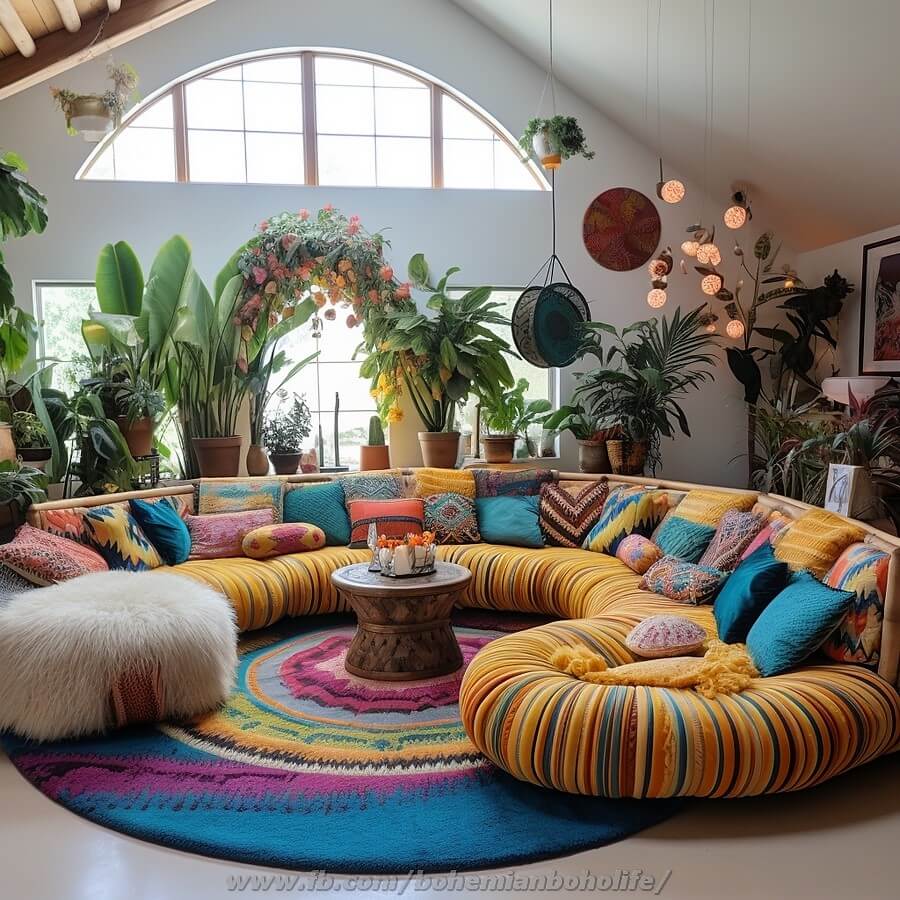 bohemian style living room decor (13)