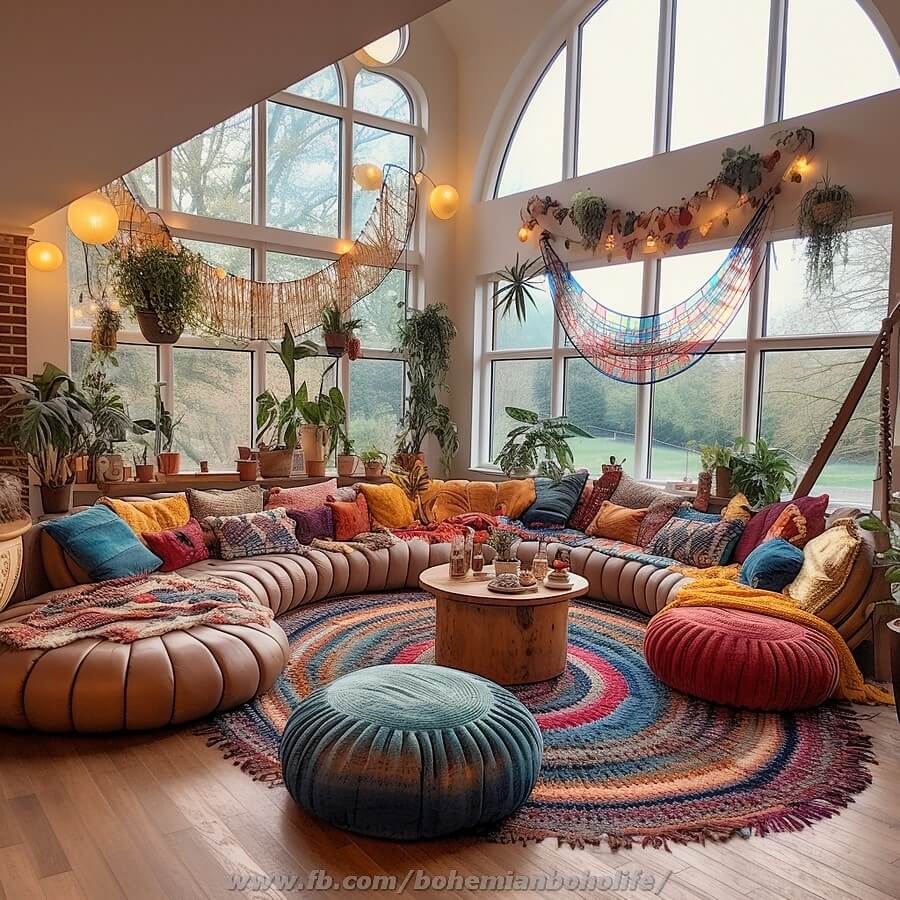 bohemian style living room decor (14)