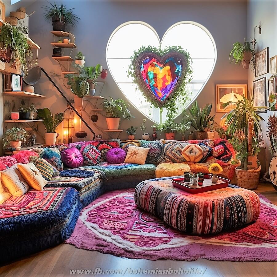 bohemian style living room decor (18)