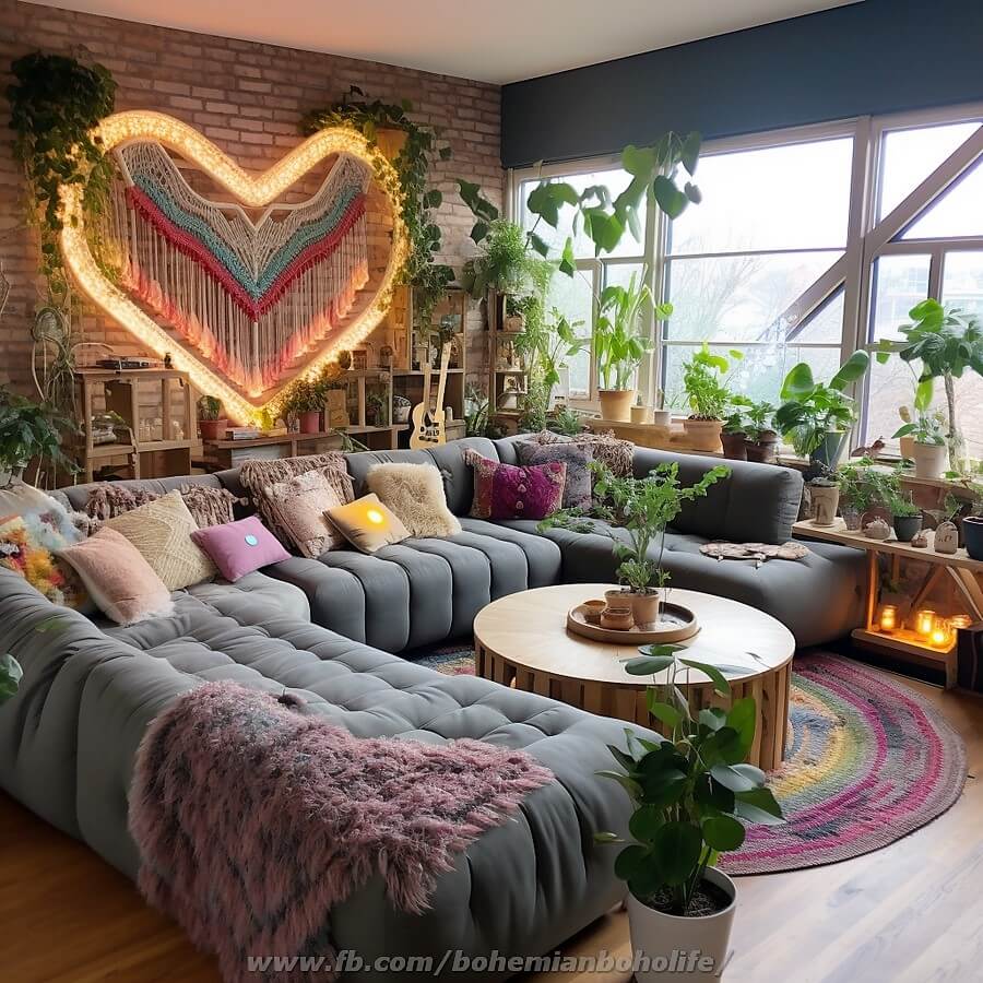 bohemian style living room decor (19)