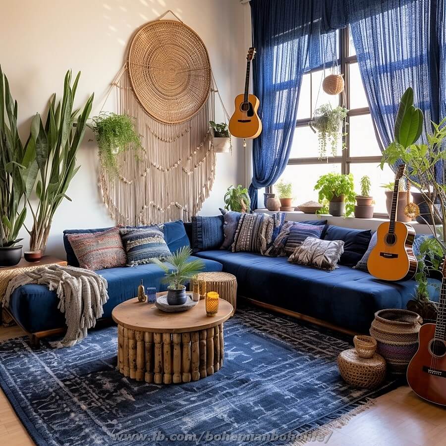 bohemian style living room decor (23)