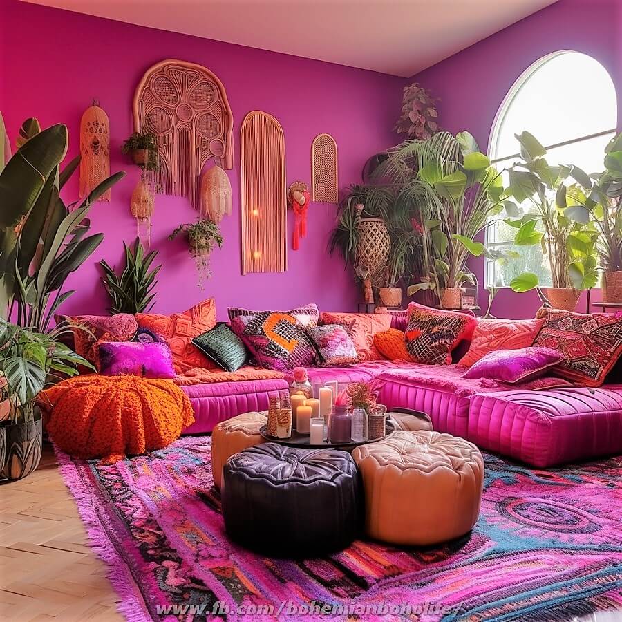 bohemian style living room decor (25)