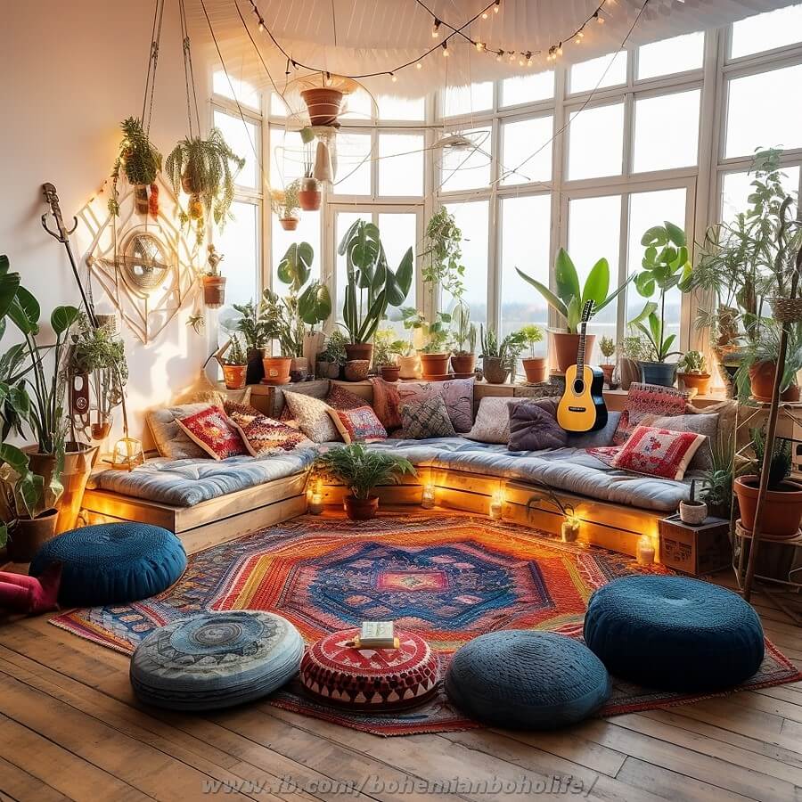 bohemian style living room decor (27)