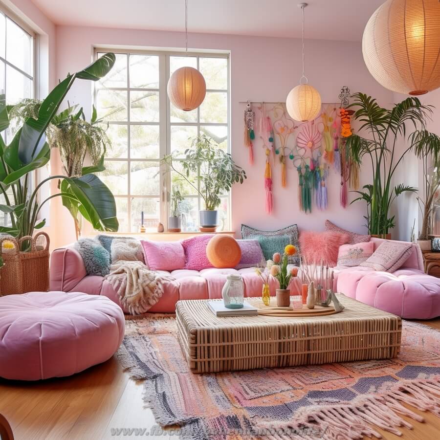 bohemian style living room decor (28)