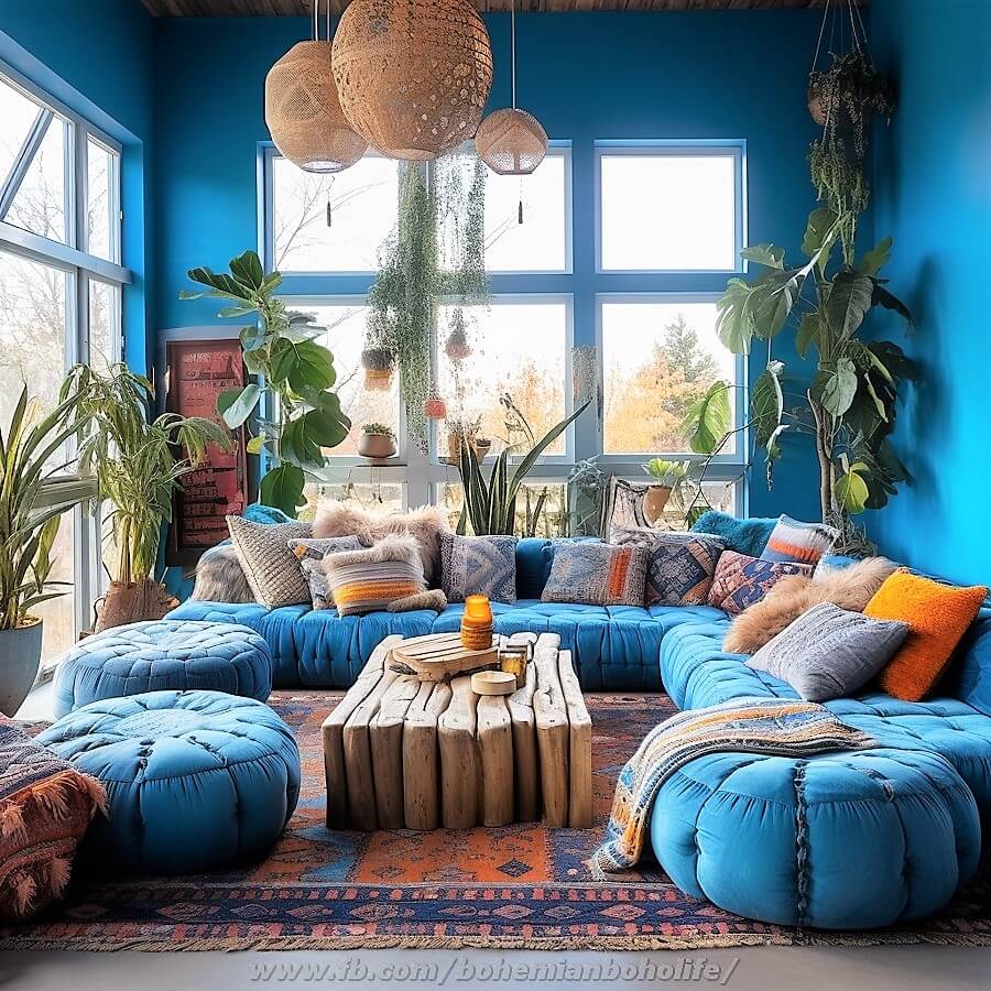 bohemian style living room decor (4)