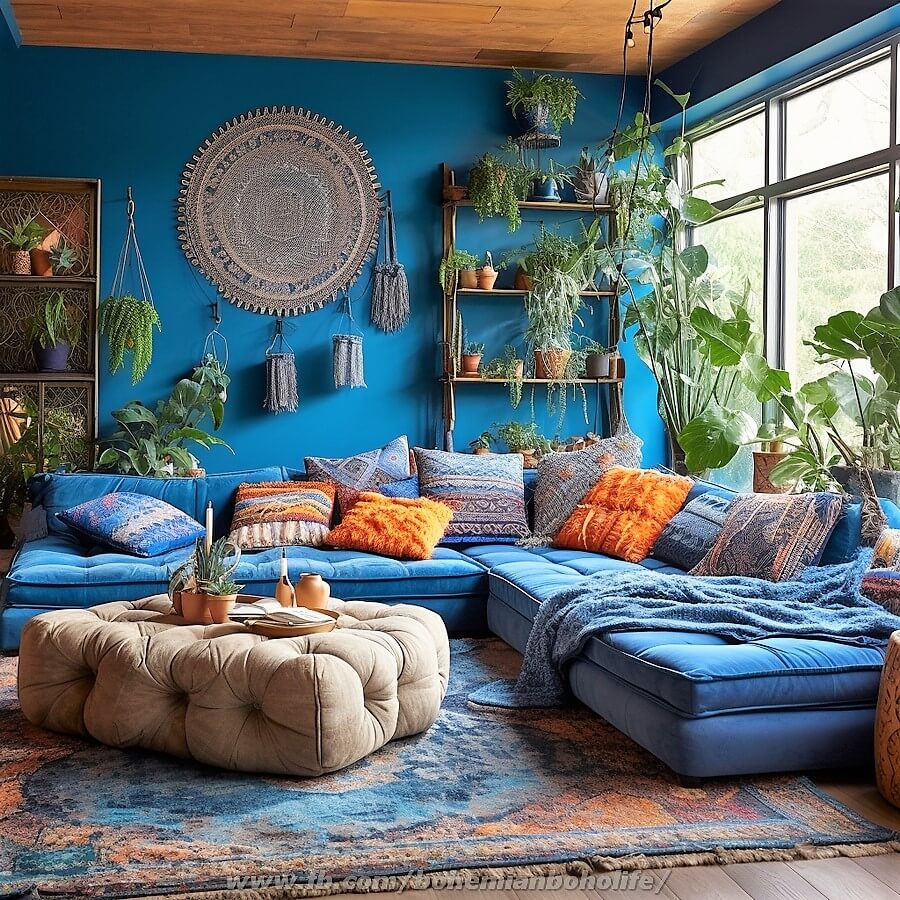 bohemian style living room decor (6)