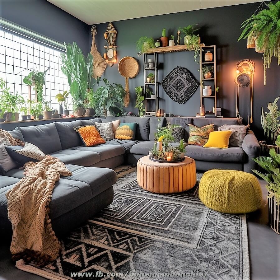 bohemian style living room decor (7)