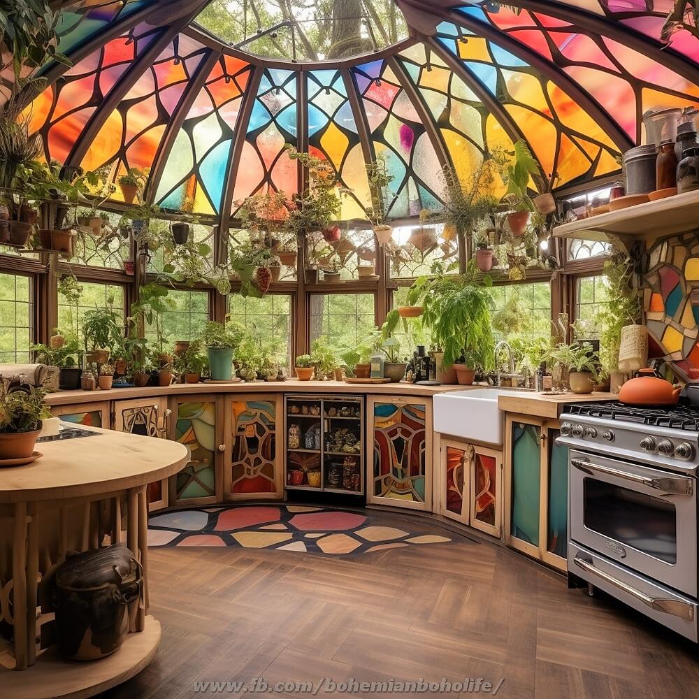 hippie boho style kitchen decor (18)