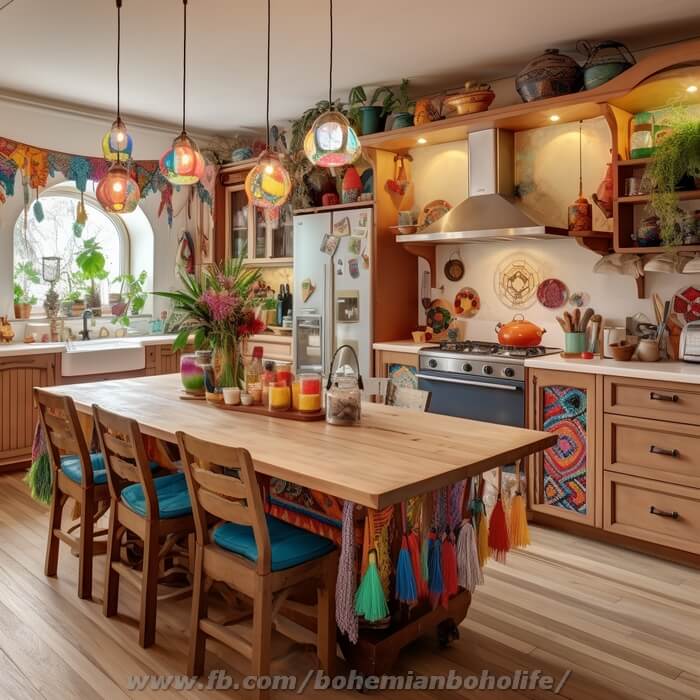 hippie boho style kitchen decor (30)