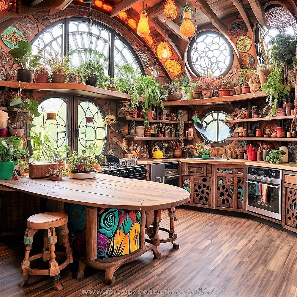 hippie boho style kitchen decor (6)