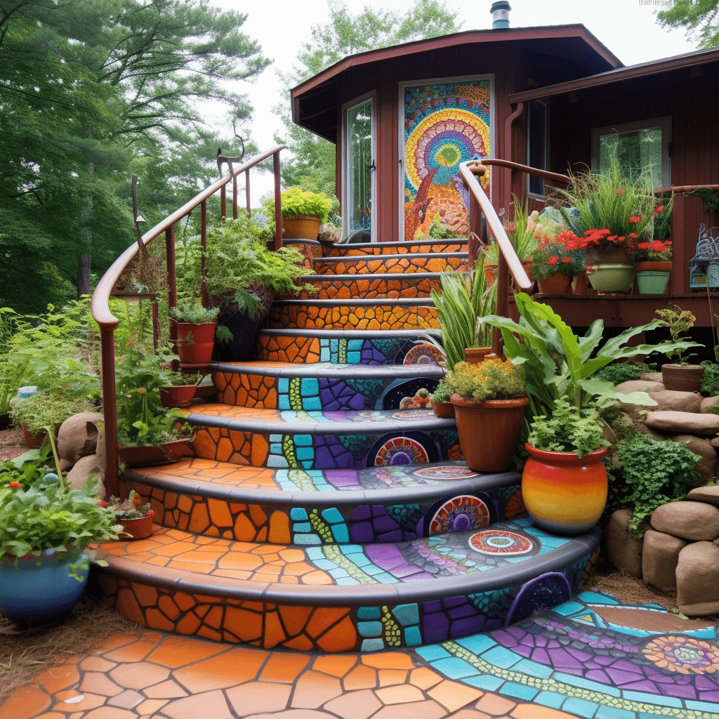 Boho-Style Outdoor Garden Stairs for a Whimsical Escape (1)