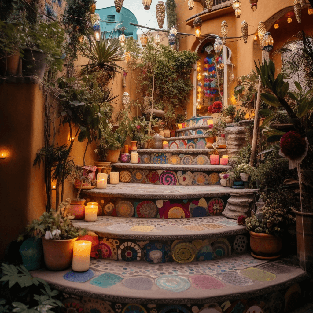 Boho-Style Outdoor Garden Stairs for a Whimsical Escape (10)