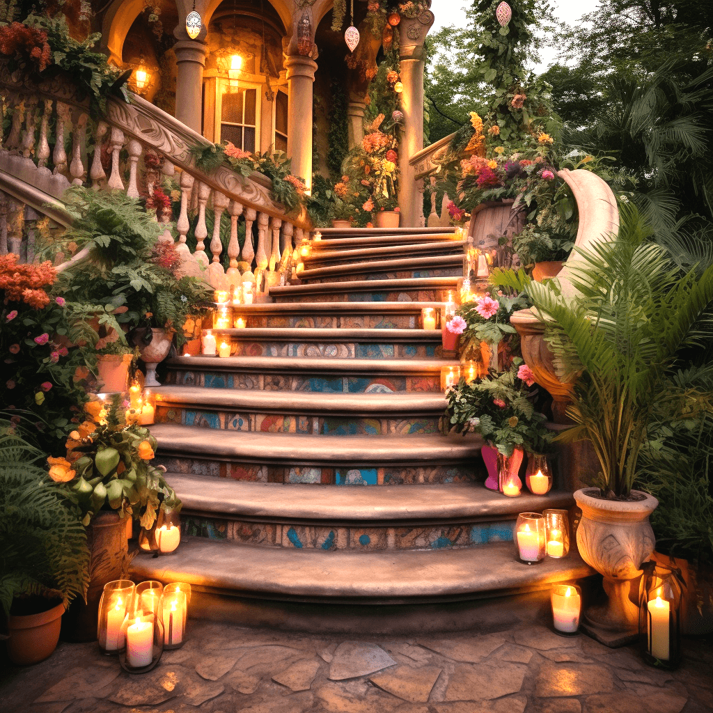 Boho-Style Outdoor Garden Stairs for a Whimsical Escape (12)