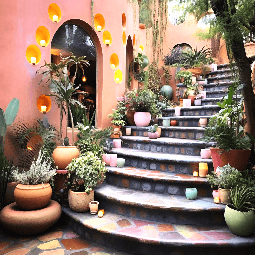 Boho-Style Outdoor Garden Stairs for a Whimsical Escape (13)