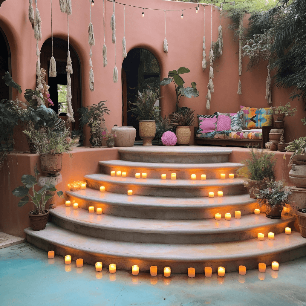 Boho-Style Outdoor Garden Stairs for a Whimsical Escape (15)