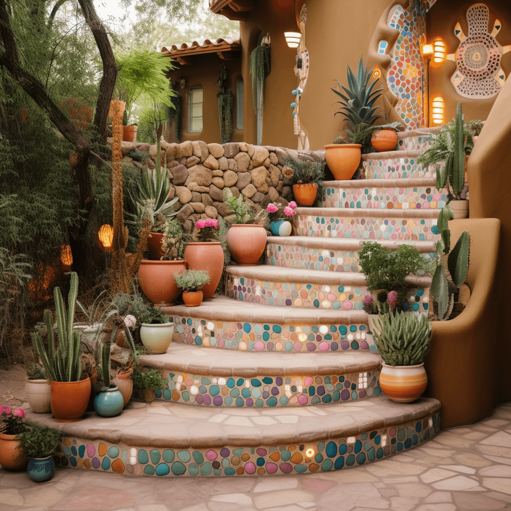 Boho-Style Outdoor Garden Stairs for a Whimsical Escape (17)