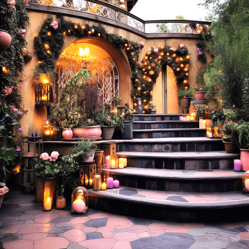 Boho-Style Outdoor Garden Stairs for a Whimsical Escape (19)