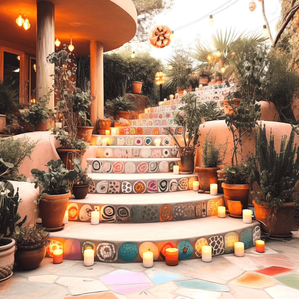 Boho-Style Outdoor Garden Stairs for a Whimsical Escape (20)