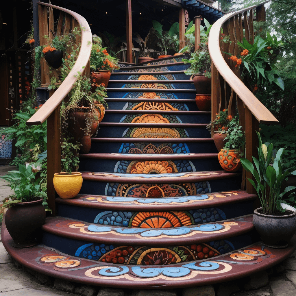 Boho-Style Outdoor Garden Stairs for a Whimsical Escape (4)