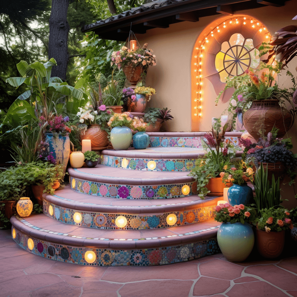 Boho-Style Outdoor Garden Stairs for a Whimsical Escape (7)