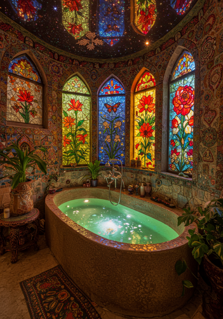 Boho Bath Dreams A Rustic Bathtub Oasis Bursting with Color | Hippie ...