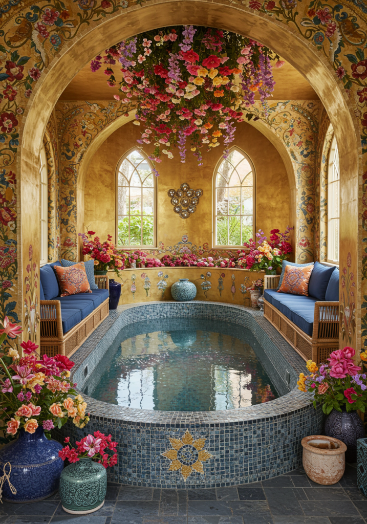 Rustic Meets Bohemian Design A Colorful Indoor Pool Escape | Hippie ...